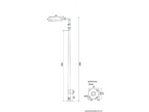 Miniaturka 5 - Lampa parkowa TYTAN II o wysokości 290 cm — rysunek wymiarowy