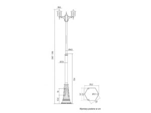 Miniaturka 3 - Lampa parkowa WENECJA OGMWN 2 KW – wymiary