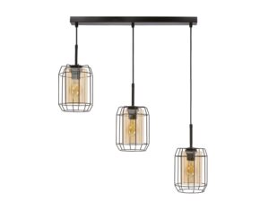 Miniaturka 1 - Lampa wisząca Peralo z trzema bursztynowymi szklanymi kloszami