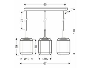 Miniaturka 2 - Lampa wisząca Peralo rysunek wymiarów 110 na 67 cm