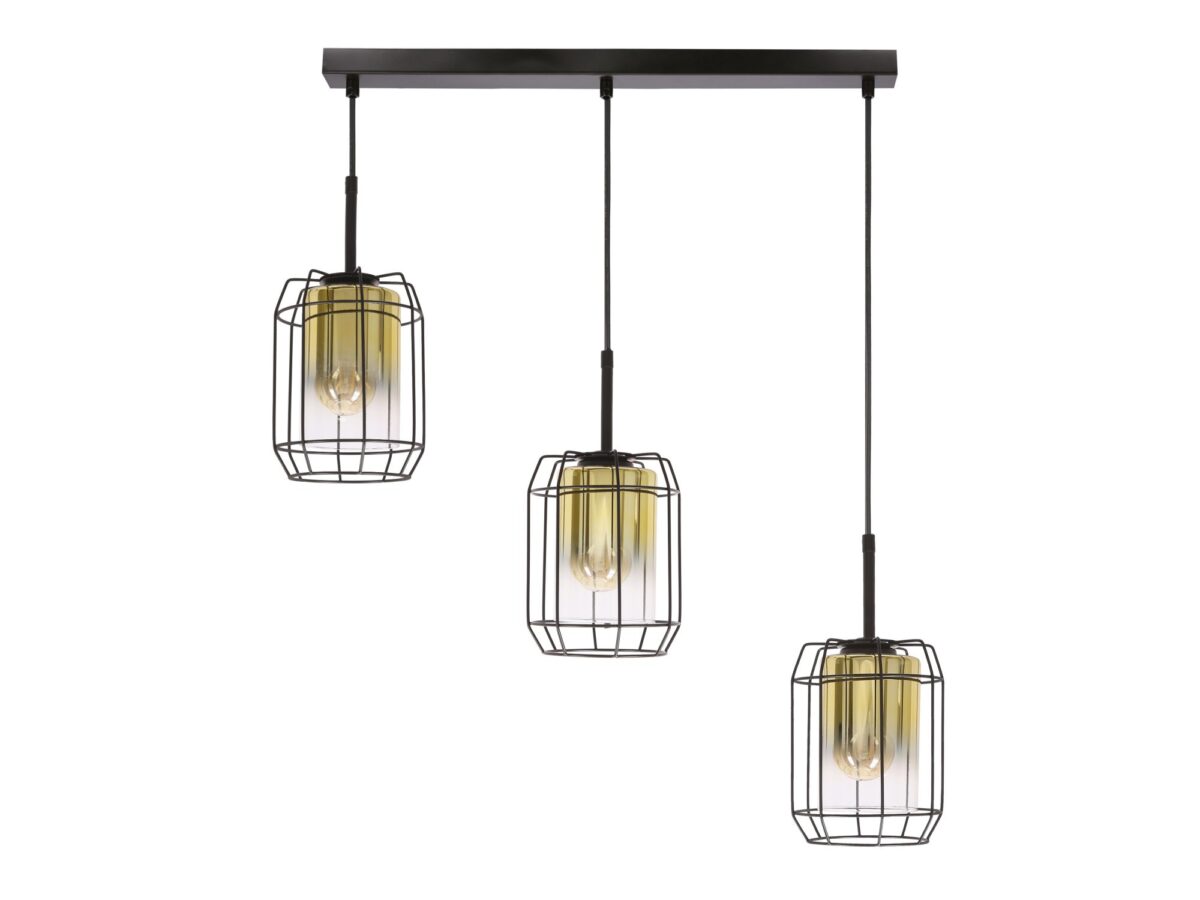 Lampa wisząca Peralo czarna 3-punktowa ze szklanymi kloszami 67 cm