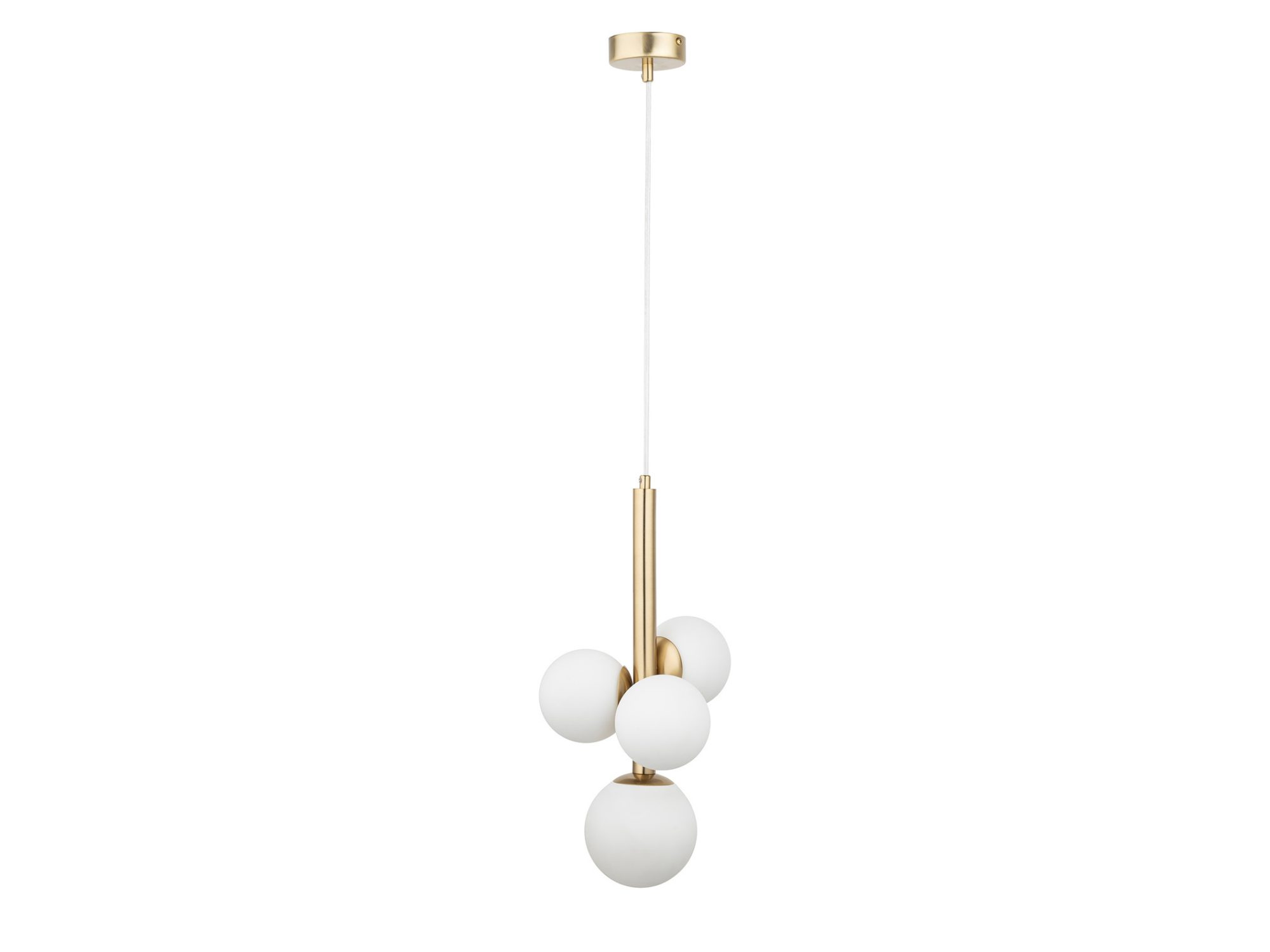 Lampa Perla Lux 4 ze złotym korpusem i białymi szklanymi kloszami