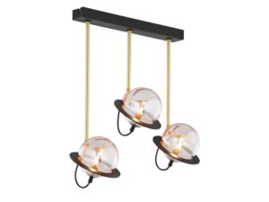 Miniaturka 4 - Lampa wisząca Planet 3-punktowa złoto-czarna, całe ujęcie