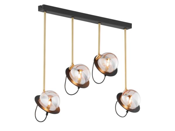 Lampa Planet 4-punktowa złoto-czarna na jasnym tle
