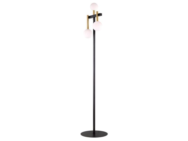 Lampa podłogowa Akord czarno-złota z kulistymi kloszami