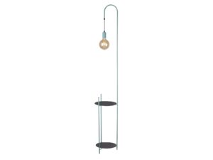 Miniaturka 4 - Lampa podłogowa Alitona czarno-zielona z półką
