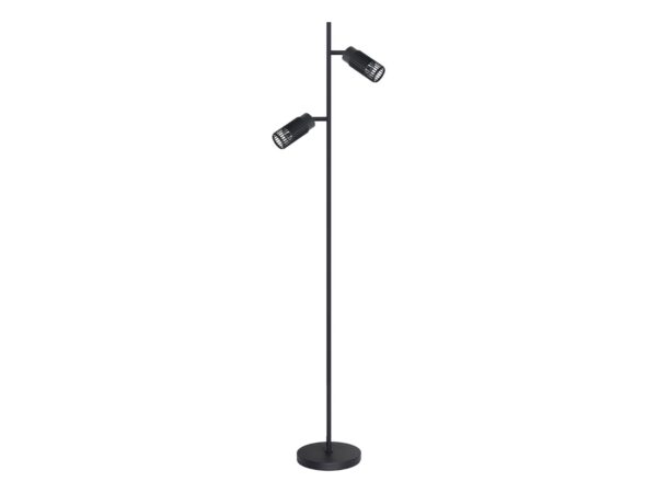 Lampa podłogowa Amilina czarna z dwoma reflektorami GU10