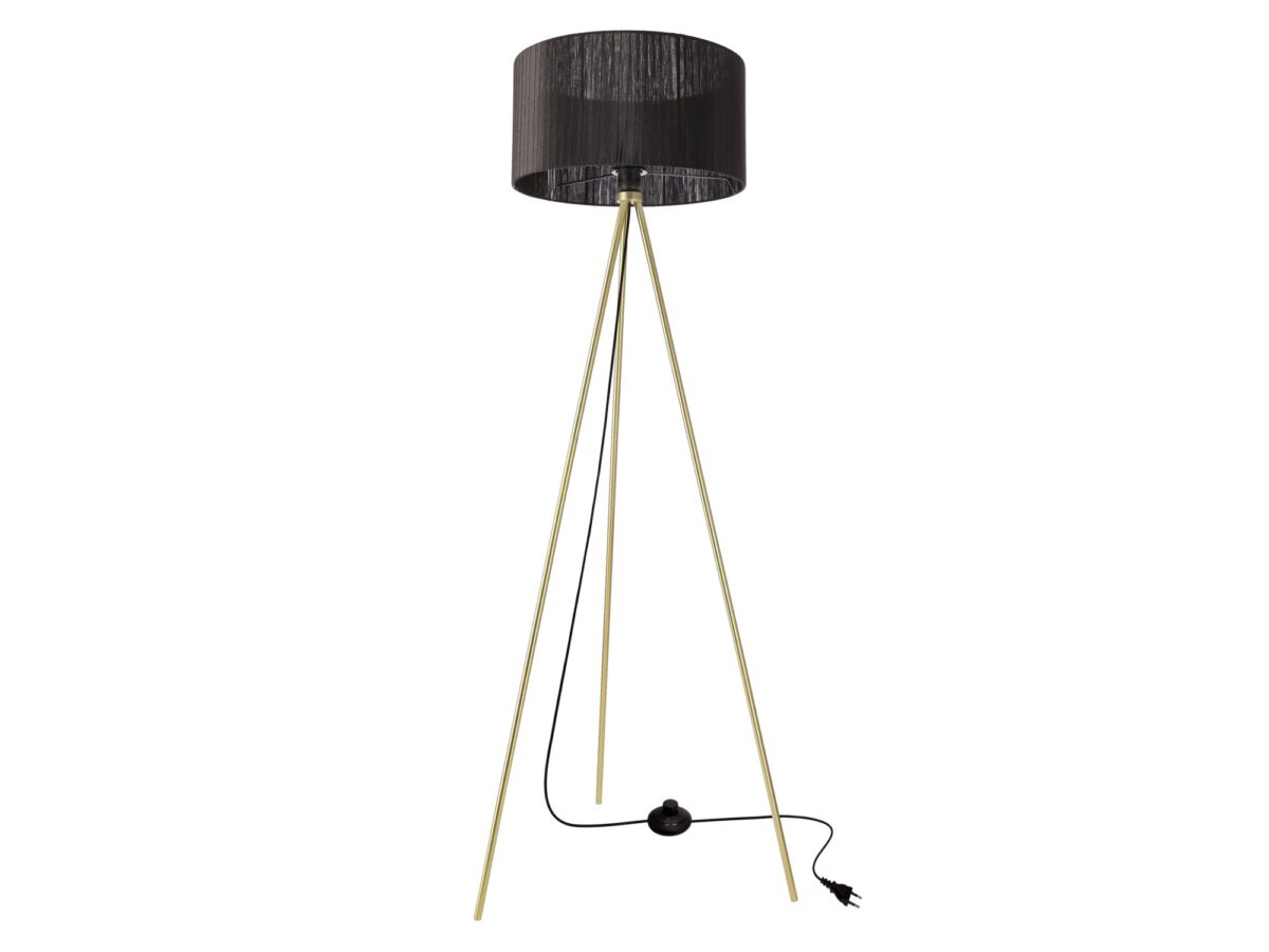 Lampa podłogowa Balidira złota z czarnym abażurem