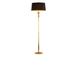 Miniaturka 3 - Lampa podłogowa Batumi złoty stelaż i czarny cylindryczny abażur