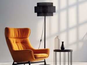 Miniaturka 3 - Czarna lampa stojąca Calisto w aranżacji salonu