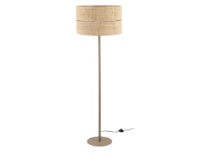 Miniaturka 2 - Lampa podłogowa Calma z abażurem z rafii w kolorze słomkowym na białym tle