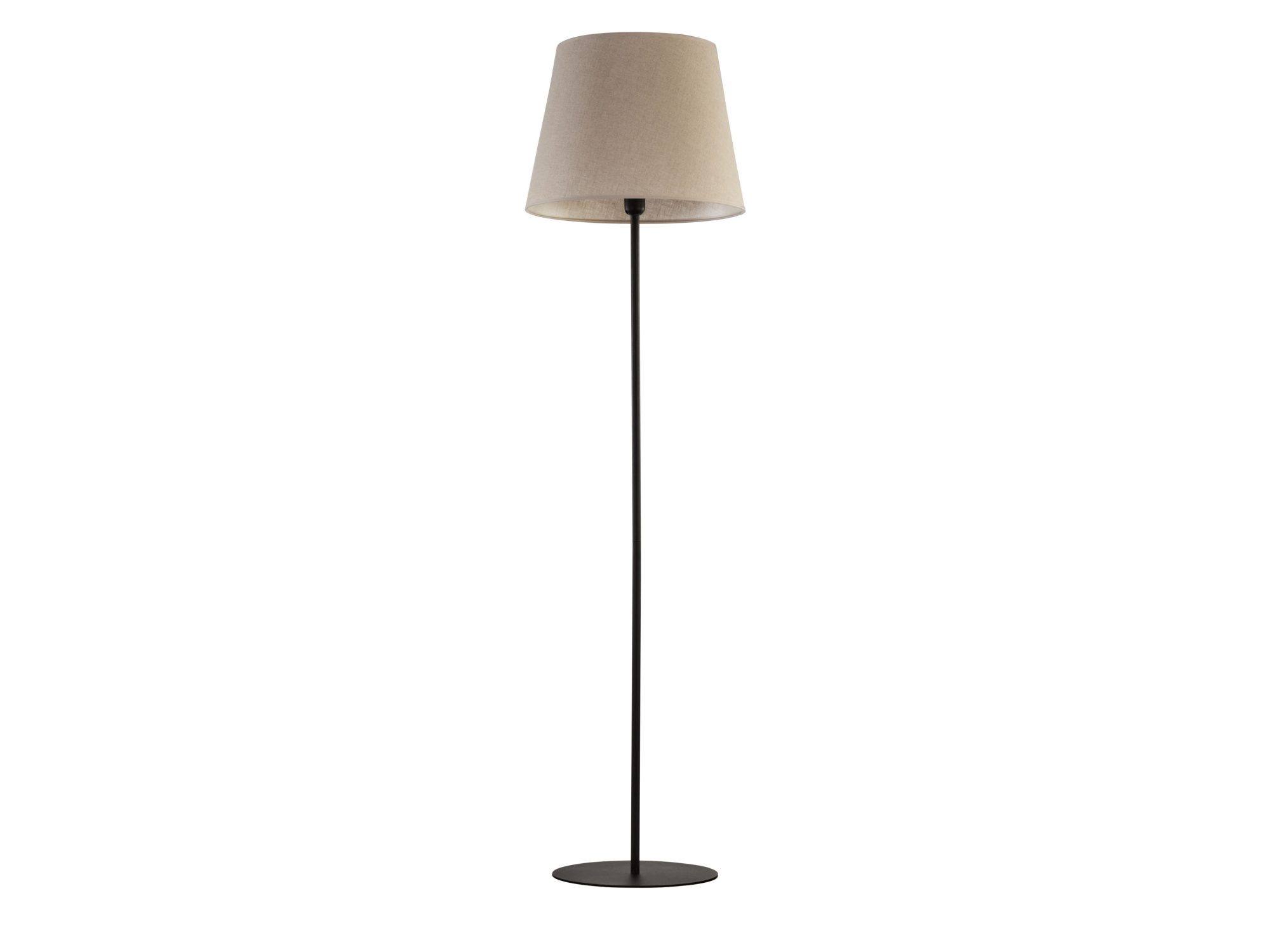 Lampa podłogowa Chicago z abażurem z naturalnego lnu i czarnym stelażem, packshot