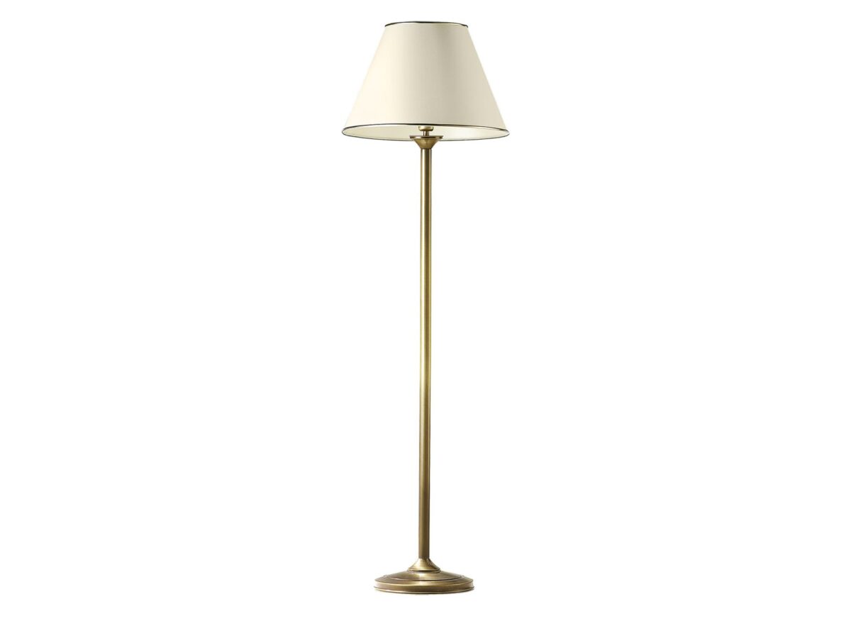 Lampa podłogowa Classic z abażurem, mosiądz patynowany