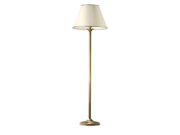 Lampa podłogowa Classic w mosiądzu patynowanym z jasnym stożkowym abażurem