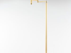 Miniaturka 1 - Lampa podłogowa Classic w kolorze mosiądzu satynowanego z jasnym abażurem