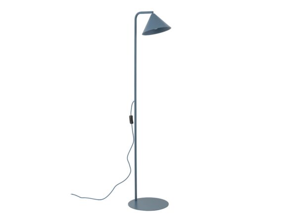 Granatowa lampa podłogowa Cono na białym tle