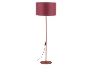 Miniaturka 2 - Lampa podłogowa Dalum bordowa z tkaninowym abażurem na białym tle
