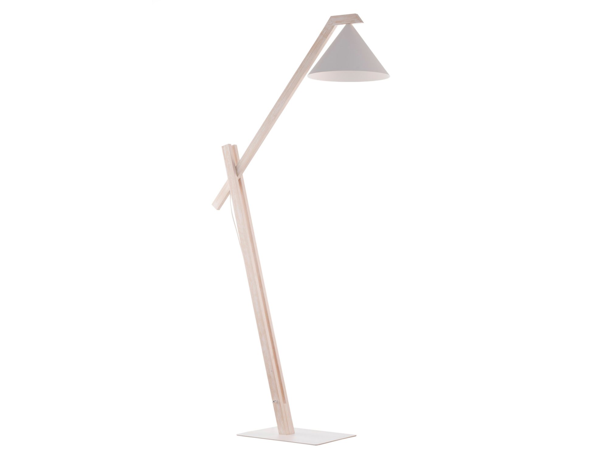 Lampa podłogowa Deco biało-drewniana na białym tle