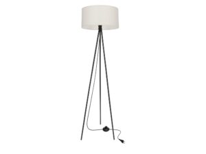 Miniaturka 4 - Lampa stojąca Elavora na czarnym trójnogu z jasnoszarym abażurem