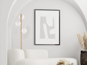 Miniaturka 1 - Lampa podłogowa Estera z białymi kulami w jasnym salonie