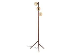 Miniaturka 2 - Lampa podłogowa Estera w orzechu z trzema bursztynowymi kloszami