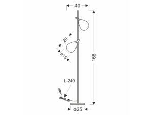 Miniaturka 2 - Lampa stojąca Evorena 168 cm – rysunek wymiarowy