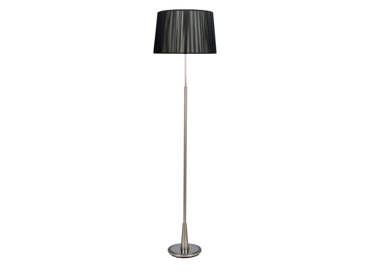 Lampa podłogowa Fenalano satynowa z czarnym abażurem 146 cm