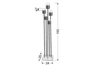 Miniaturka 1 - Lampa podłogowa Fenarino o wysokości 150 cm, rysunek wymiarowy