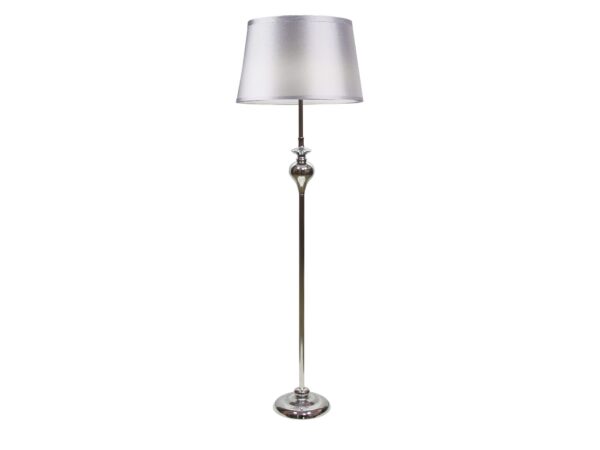 Lampa podłogowa Fenetano chromowana ze srebrnym abażurem