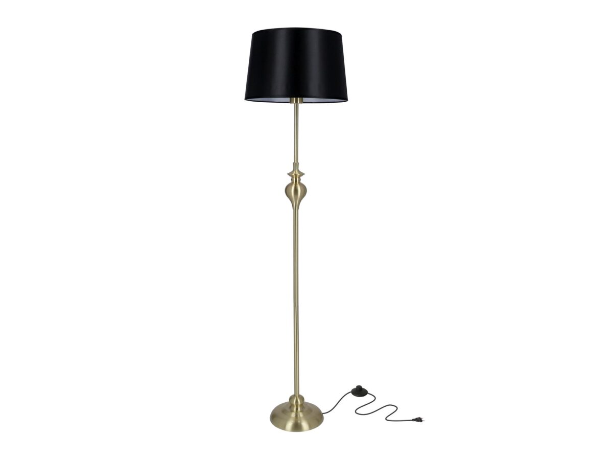Lampa podłogowa Fenetano 135 cm złota satynowa z czarnym abażurem
