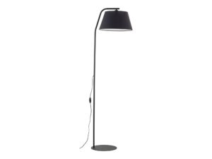 Miniaturka 4 - Czarna lampa podłogowa Formo z trapezowym abażurem na białym tle