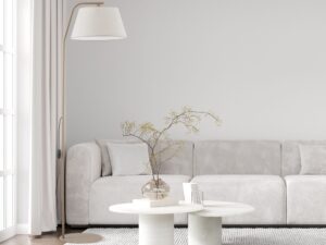 Miniaturka 3 - Lampa podłogowa Formo w kolorze piaskowego beżu we wnętrzu