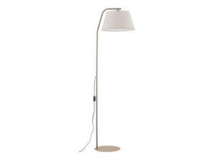 Miniaturka 1 - Beżowa lampa podłogowa Formo z jasnym trapezowym abażurem na białym tle
