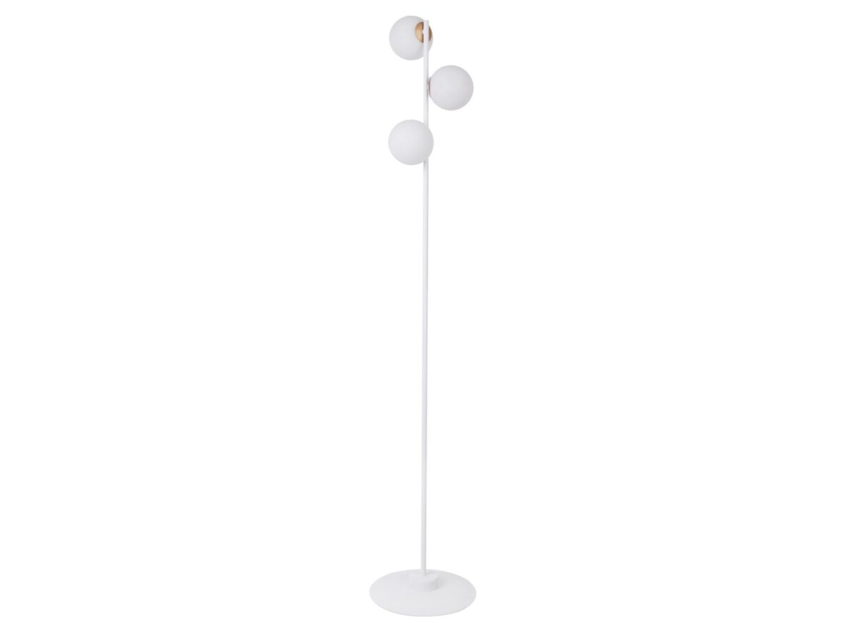 Lampa podłogowa Gama 3-punktowa z mlecznymi szklanymi kulami