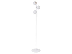 Miniaturka 4 - Biała lampa podłogowa Gama z trzema mlecznymi kulami na smukłym stojaku