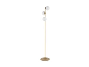 Miniaturka 2 - Lampa podłogowa Gama w kolorze złoty beż z trzema kulami z białego szkła
