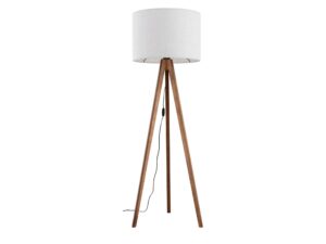 Miniaturka 12 - Lampa podłogowa Grand z drewnem orzechowym i beżowym abażurem na białym tle