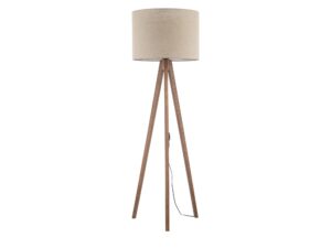 Miniaturka 2 - Lampa podłogowa Grand w odcieniu orzecha z jasnym abażurem na białym tle