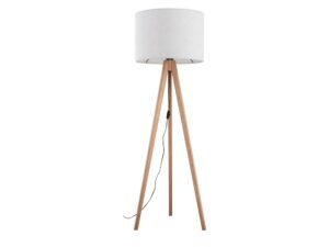 Miniaturka 3 - Lampa podłogowa Grand z jasnym drewnem sosnowym i beżowym abażurem na białym tle