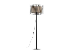 Miniaturka 4 - Lampa podłogowa Harmony Nature z czarnym metalowym koszem i ciemnobrązowym abażurem jutowym