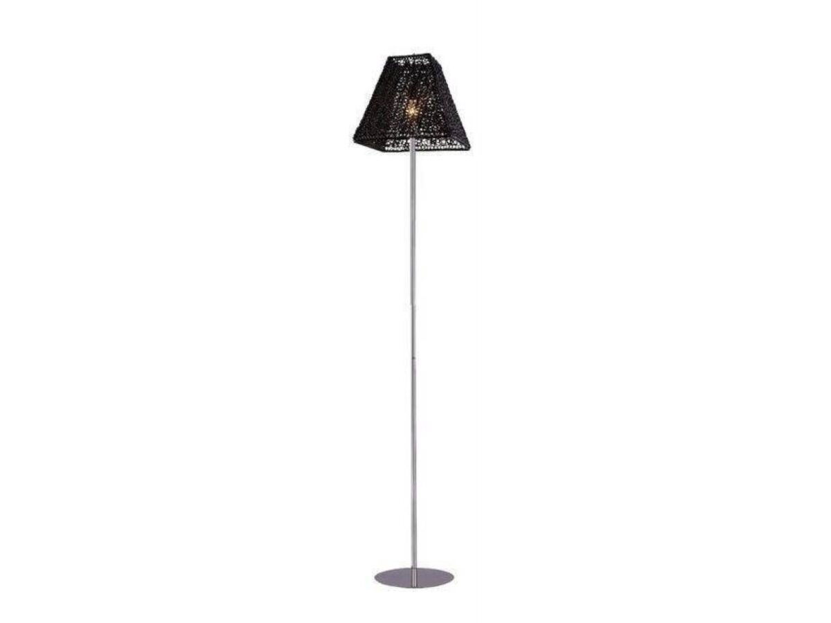 Lampa podłogowa Ilodira 160 cm z czarnym ażurowym abażurem