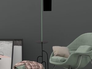 Miniaturka 2 - Lampa podłogowa Isitano z zielonym elementem konstrukcji w aranżacji