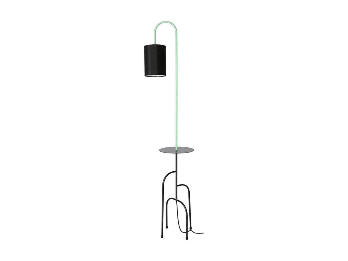Lampa podłogowa Isitano z półką 175 cm czarno-zielona