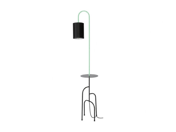 Lampa podłogowa Isitano czarno-zielona z abażurem i półką