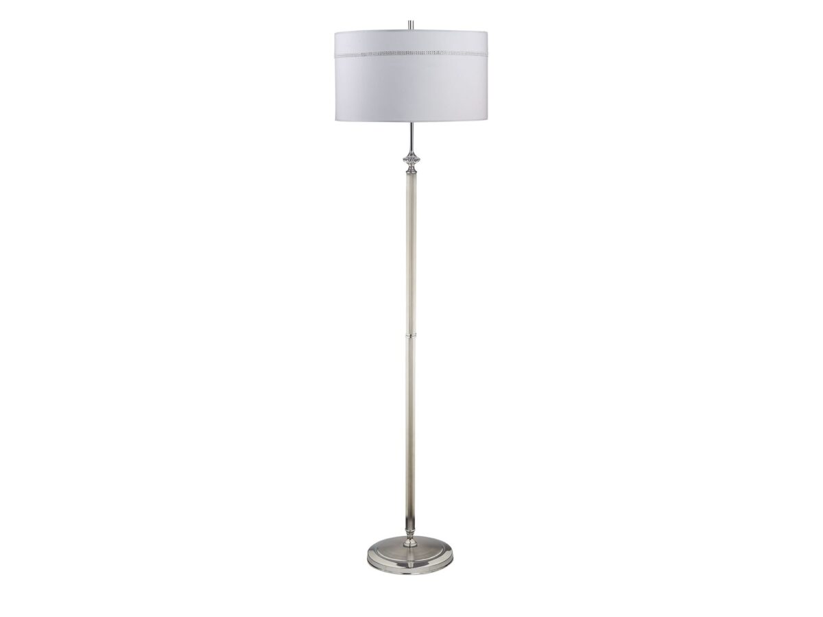 Lampa podłogowa Julia II 3-punktowa z abażurem – chrom satynowy