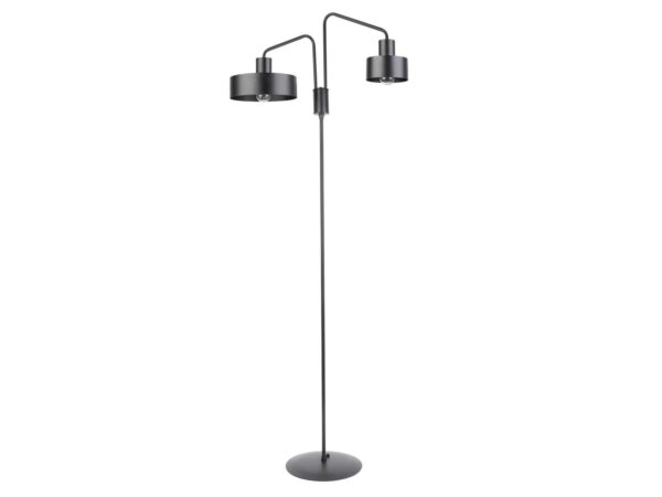 Czarna lampa podłogowa Jumbo z dwoma metalowymi kloszami