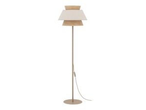 Miniaturka 3 - Lampa podłogowa Kalum z lnianym abażurem, cała lampa na białym tle