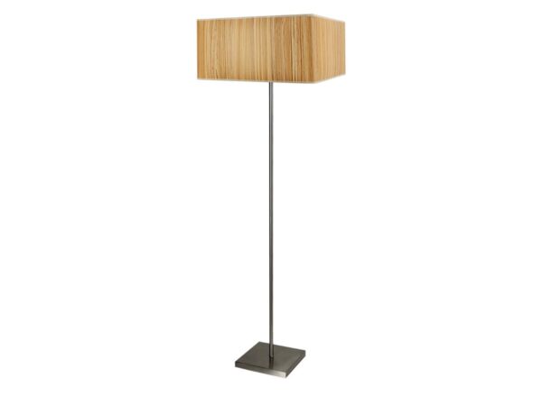 Lampa podłogowa Lavotona z kwadratowym sosnowym abażurem na jasnym tle