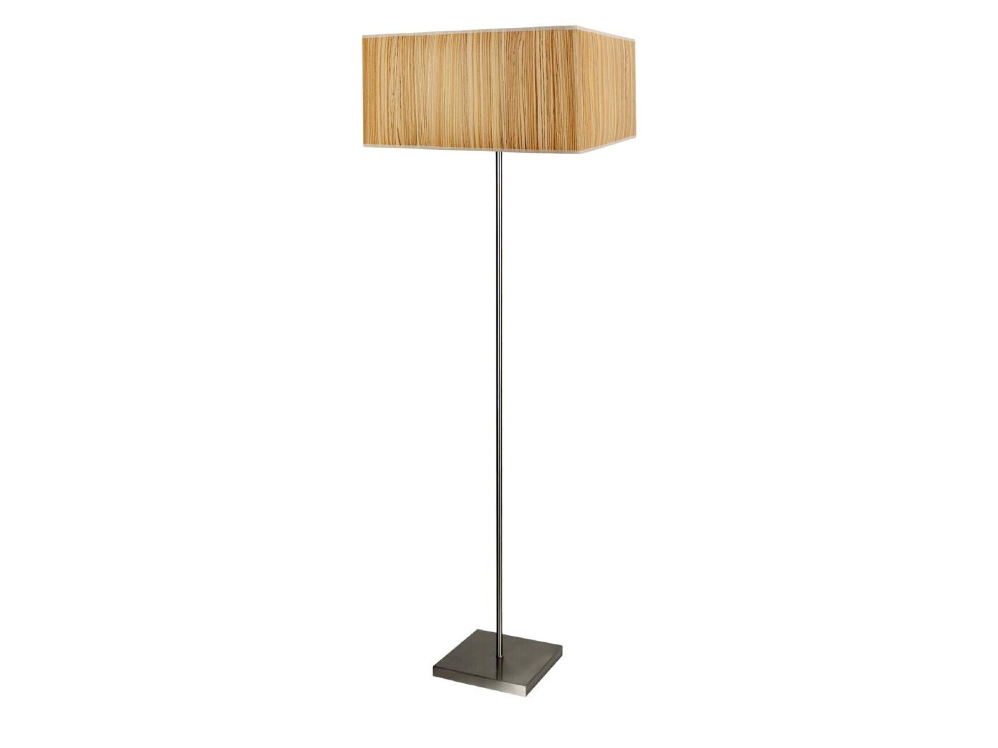 Lampa podłogowa Lavotona z kwadratowym sosnowym abażurem na jasnym tle