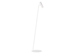 Miniaturka 10 - Biała lampa podłogowa Leda z ruchomym cylindrycznym reflektorem i okrągłą podstawą